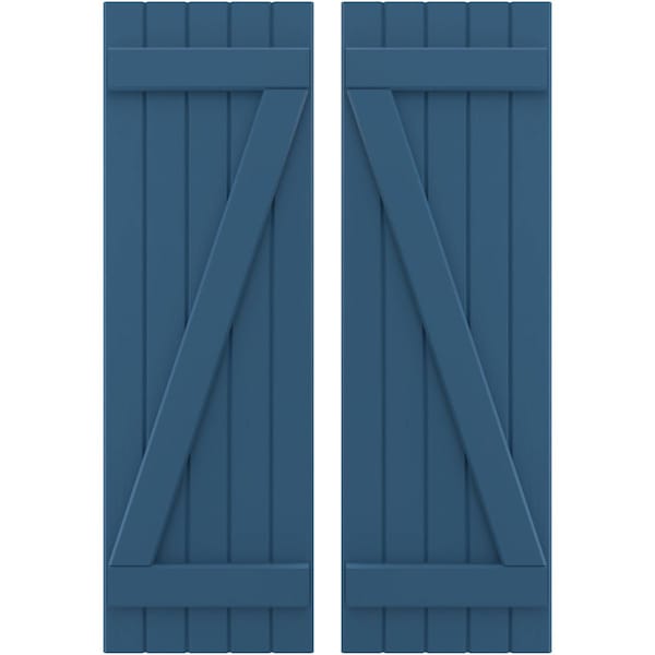 Ekena Millwork Americraft 5-Board (2 Batten) Wood Joined Board-n-Batten Shutters w/ Z-Bar, ARW102BB518X72HBH, PR ARW102BB518X72HBH - main